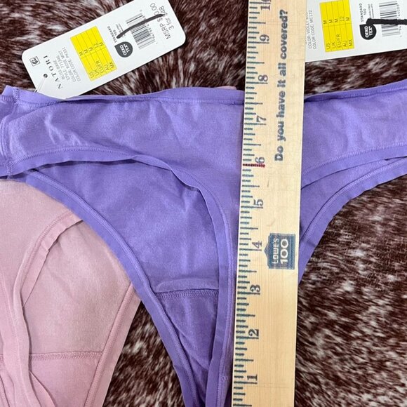 Natori Bliss Bare Cotton Thong 2-Pack Rose Mist & Violet Blue M - Picture 5 of 8